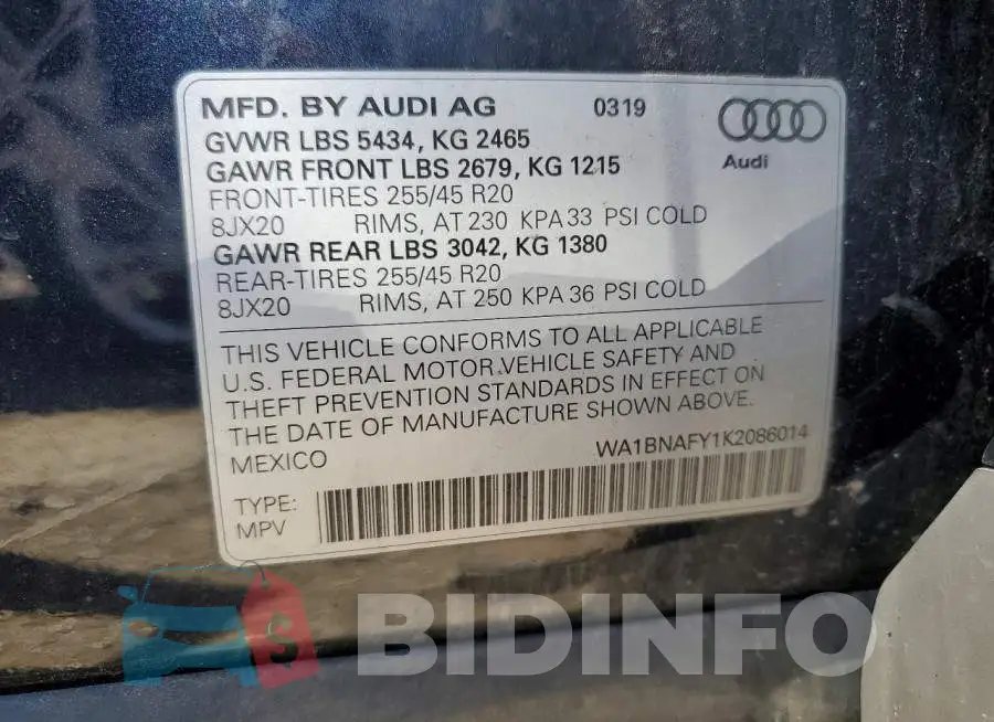 WA1BNAFY1K2086014 Photo# 13