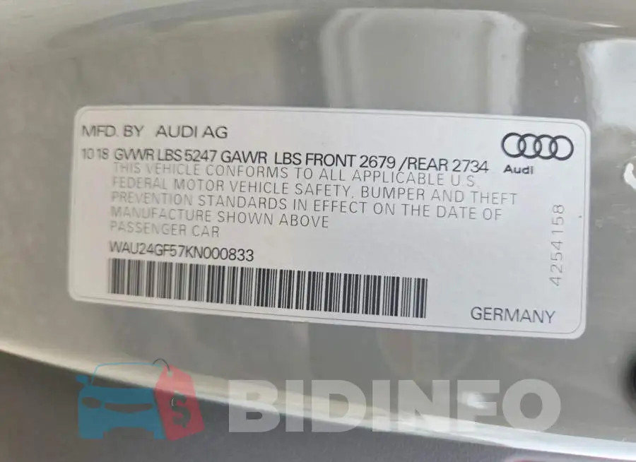 WAU24GF57KN000833 Photo# 12