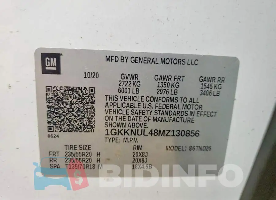 1GKKNUL48MZ130856 Photo# 13