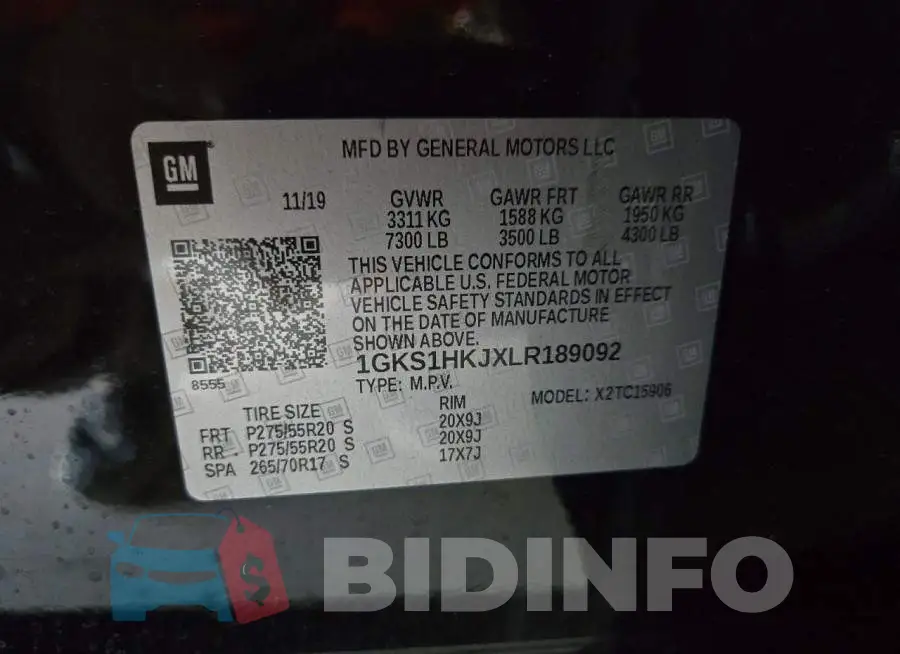 1GKS1HKJXLR189092 Photo# 13