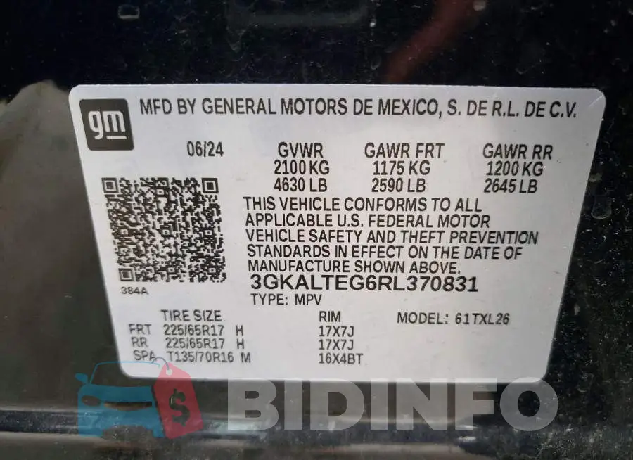 3GKALTEG6RL370831 Photo# 14