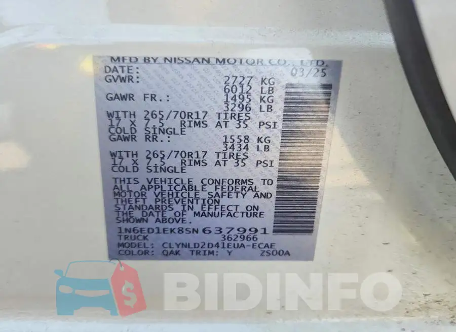 1N6ED1EK8SN637991 Photo# 12