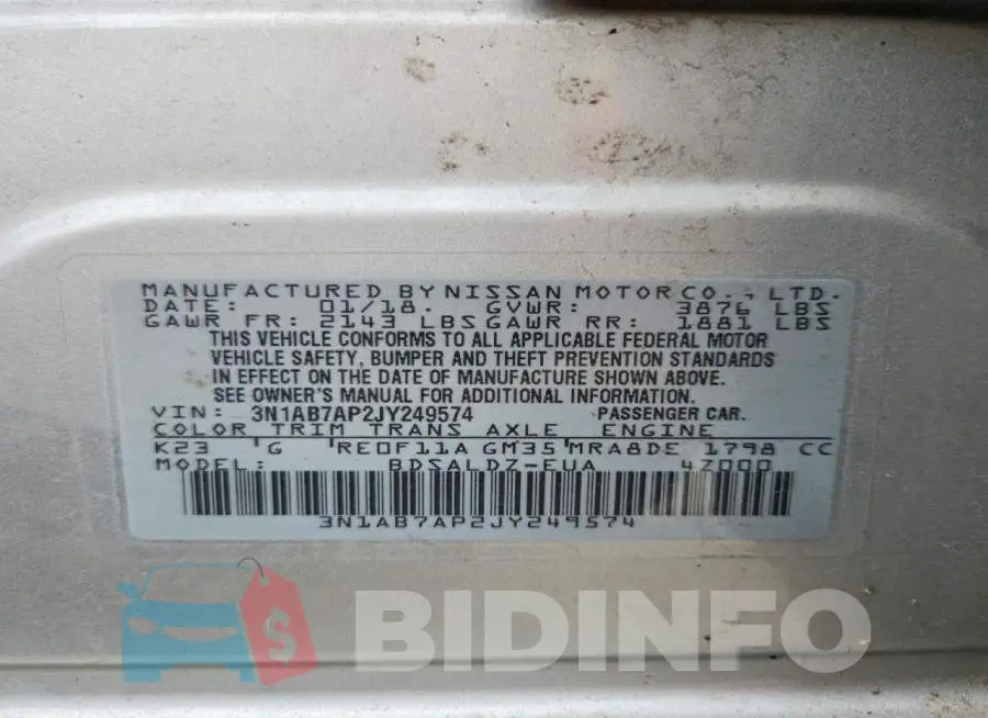 3N1AB7AP2JY249574 Photo# 12