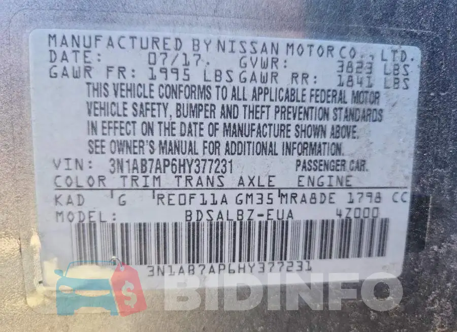 3N1AB7AP6HY377231 Photo# 13