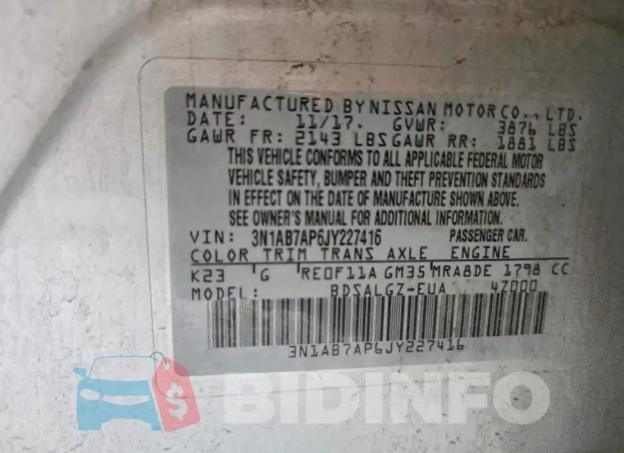 3N1AB7AP6JY227416 Photo# 12