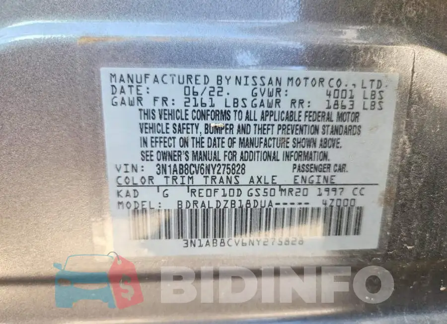 3N1AB8CV6NY275828 Photo# 12