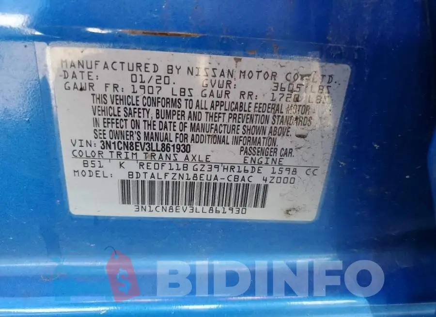 3N1CN8EV3LL861930 Photo# 13