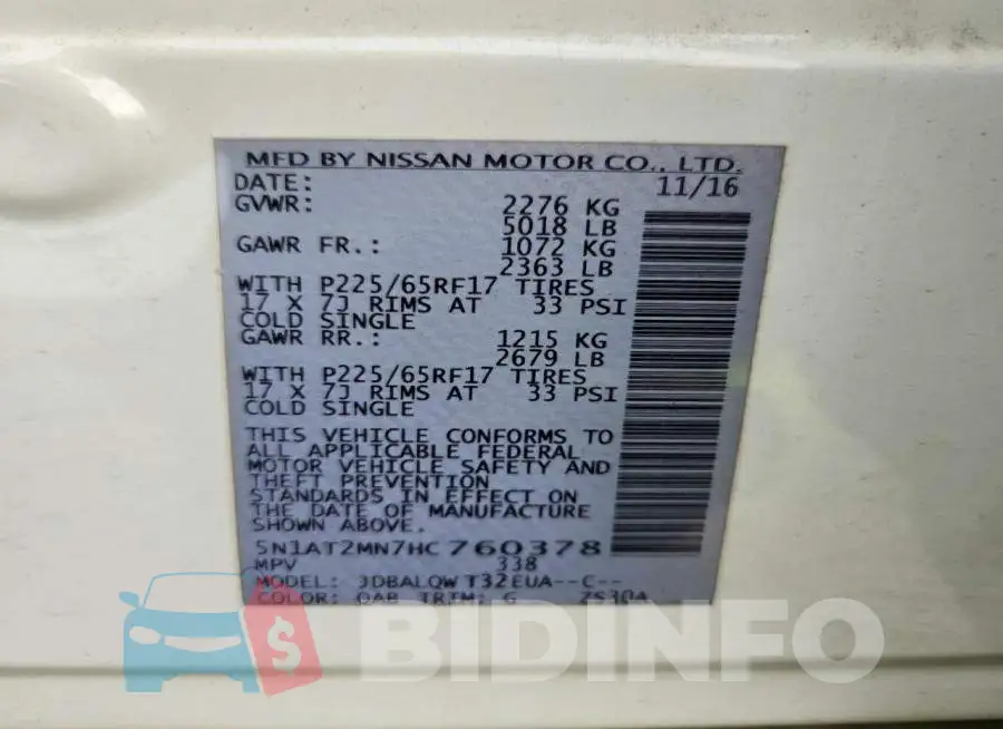 5N1AT2MN7HC760378 Photo# 13