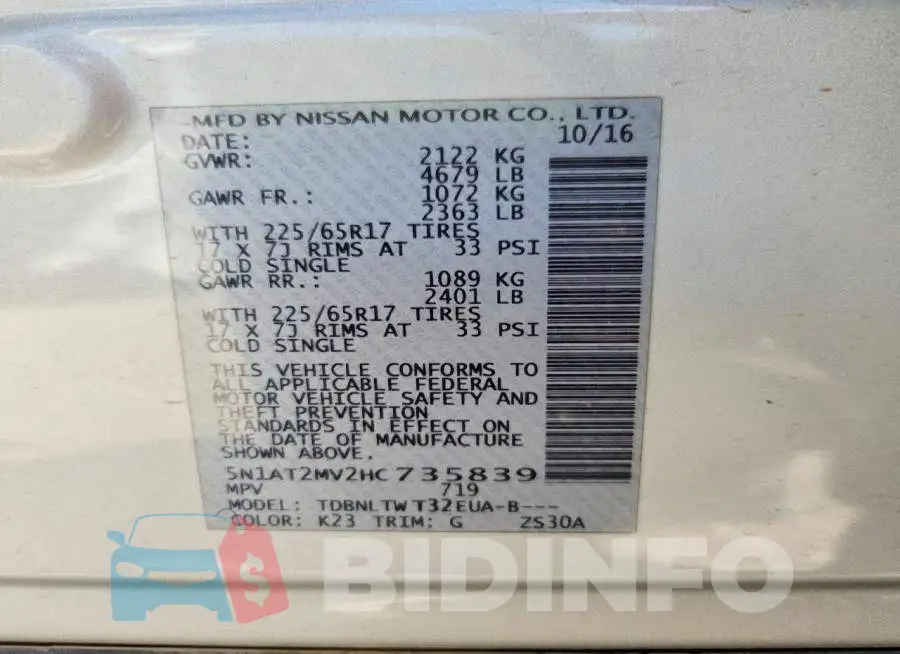 5N1AT2MV2HC735839 Photo# 13