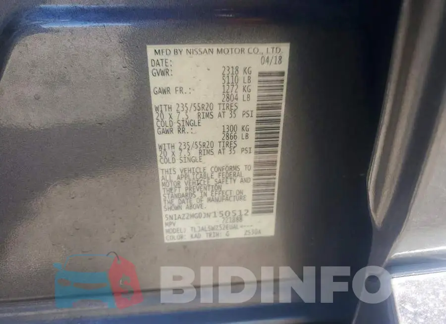 5N1AZ2MG0JN150512 Photo# 14