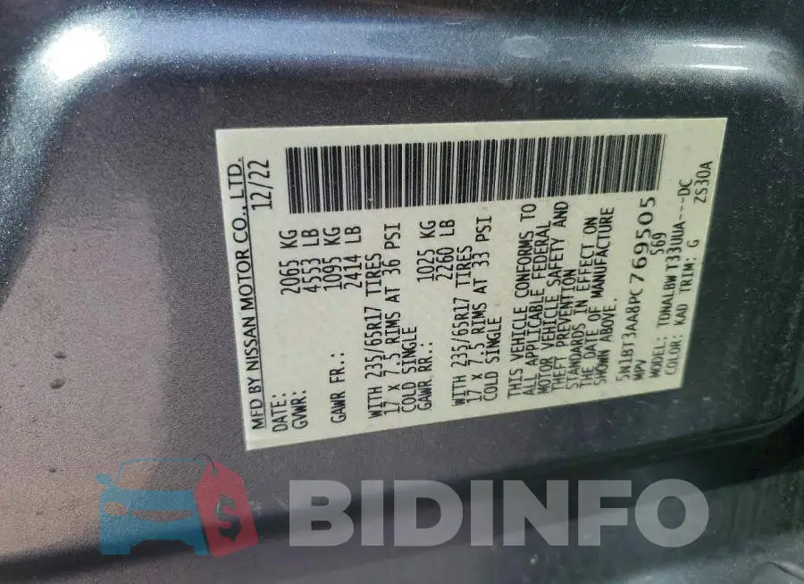5N1BT3AA8PC769505 Photo# 13