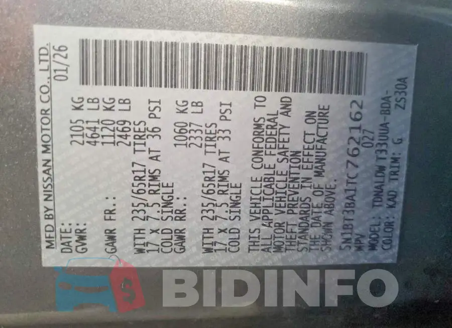5N1BT3BA1TC762162 Photo# 12