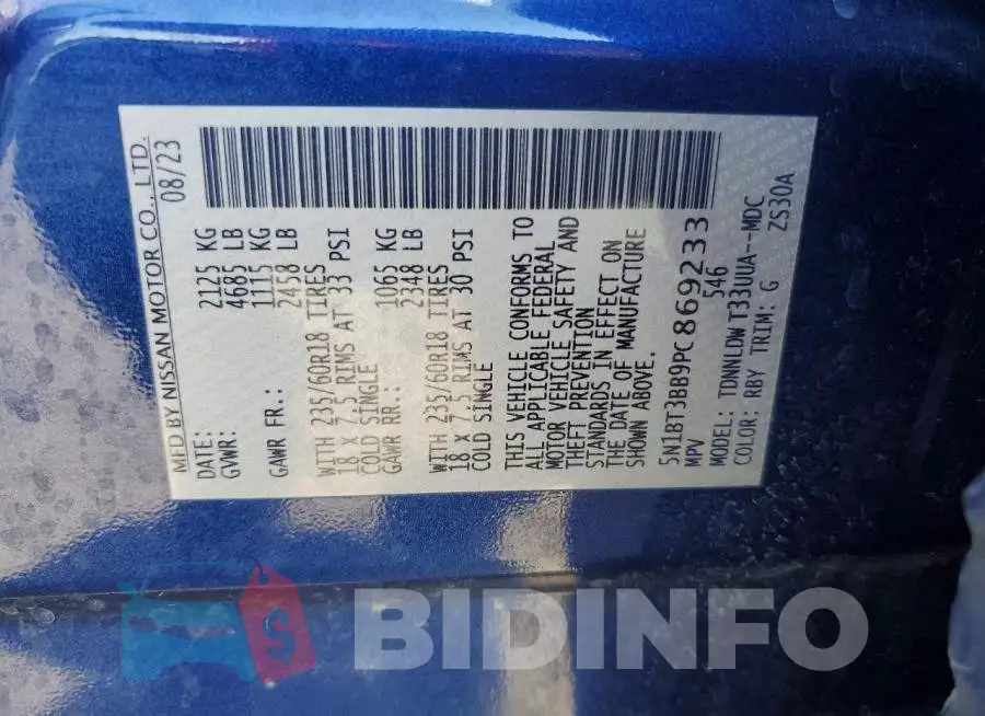 5N1BT3BB9PC869233 Photo# 13