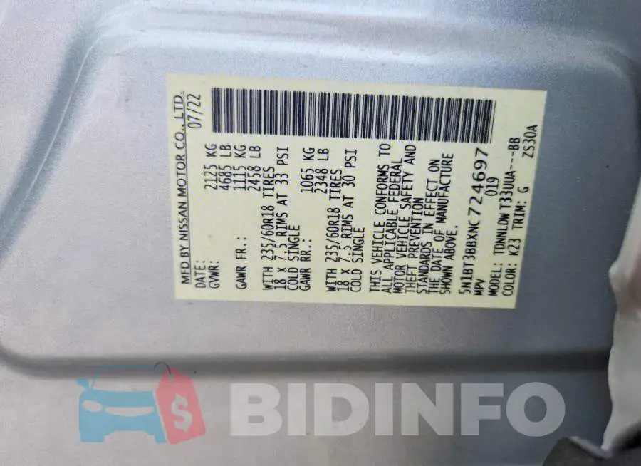 5N1BT3BBXNC724697 Photo# 12