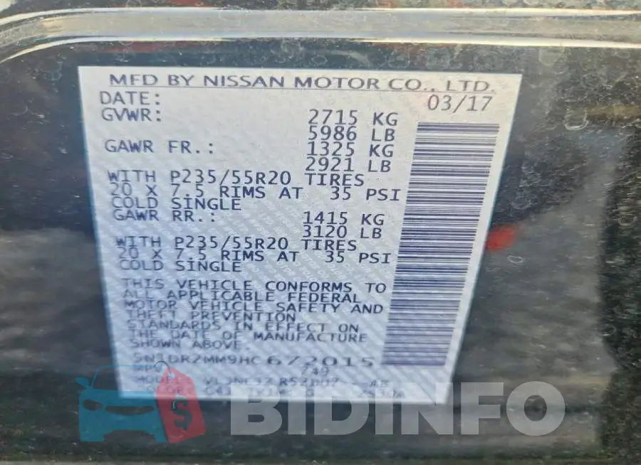 5N1DR2MM9HC672015 Photo# 14