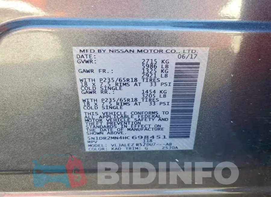 5N1DR2MN4HC698451 Photo# 13