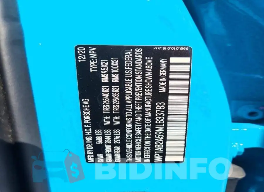 WP1AB2A59MLB33783 Photo# 14