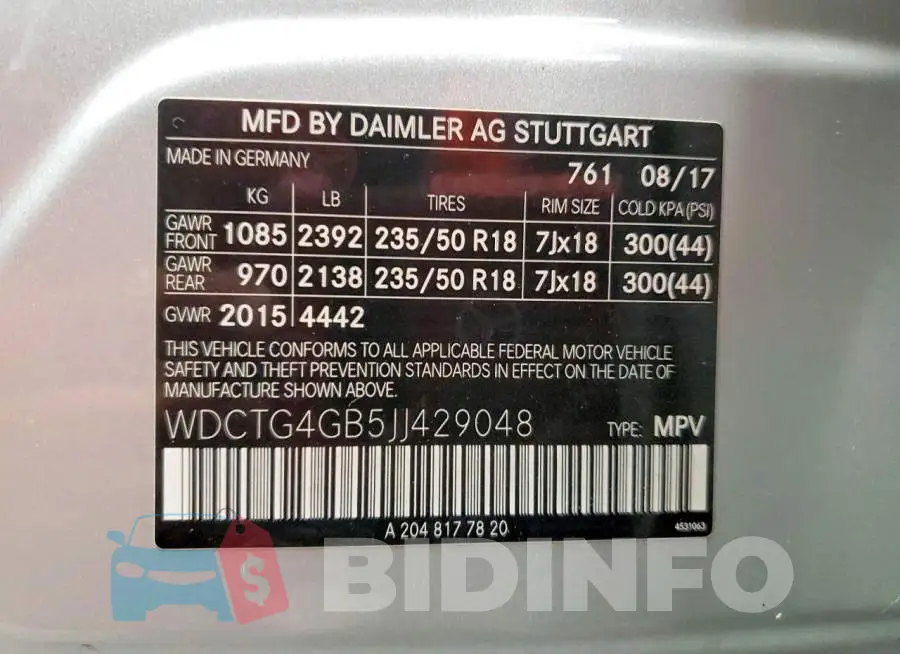 WDCTG4GB5JJ429048 Photo# 13