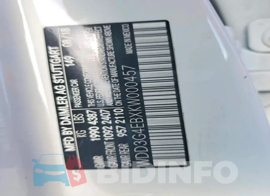 WDD3G4EBXKW000457 Photo# 13