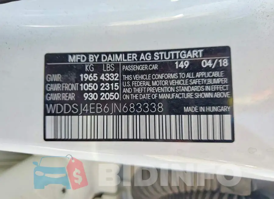 WDDSJ4EB6JN683338 Photo# 12