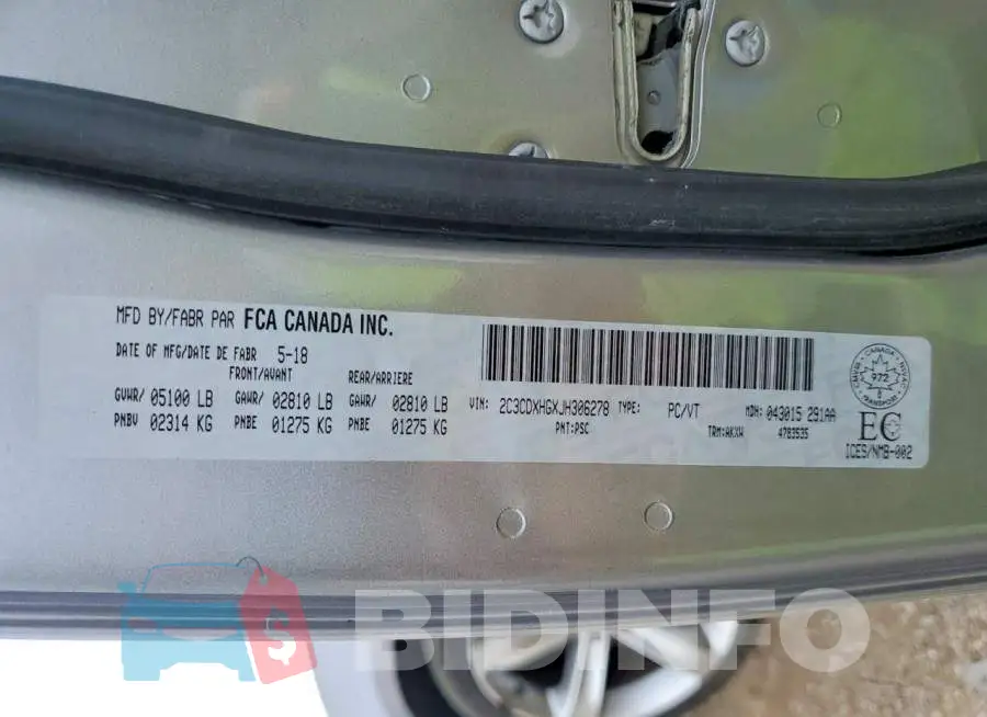 2C3CDXHGXJH306278 Photo# 12