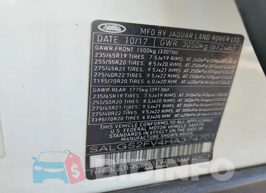 SALGS2FV4HA374701 Photo# 13