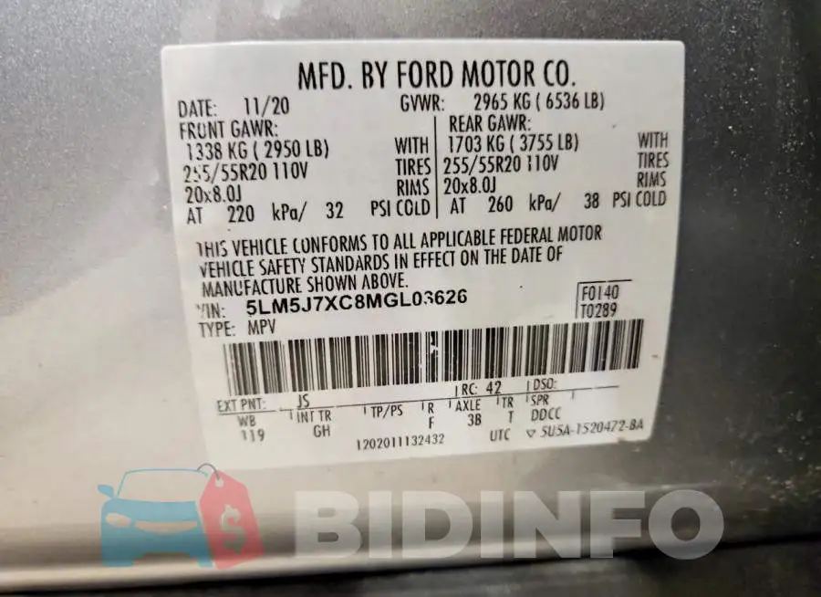 5LM5J7XC8MGL03626 Photo# 13