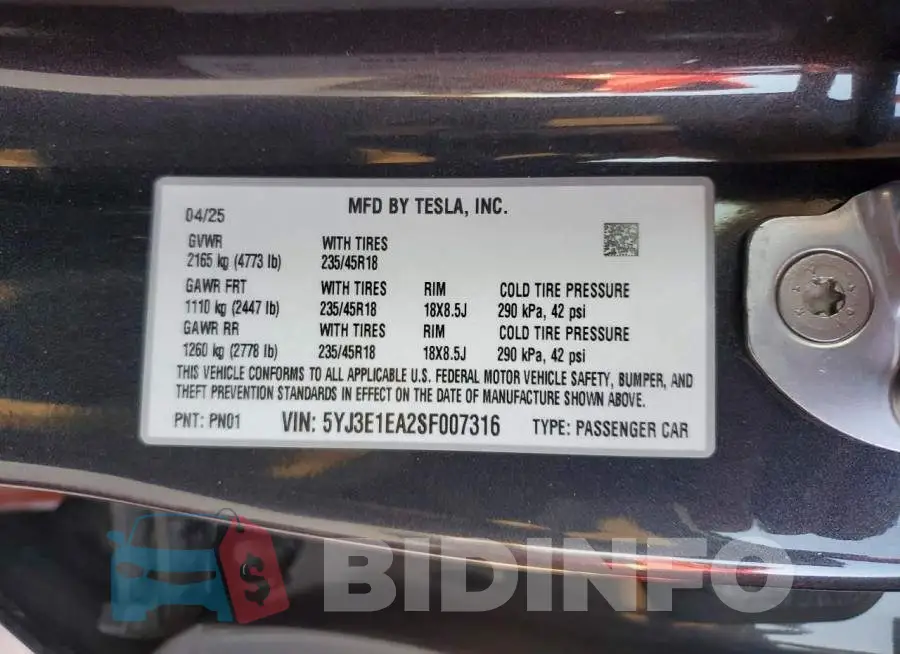 5YJ3E1EA2SF007316 Photo# 12