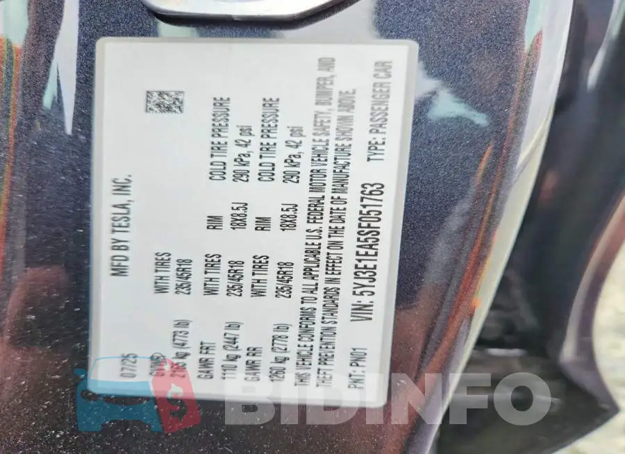 5YJ3E1EA5SF051763 Photo# 12
