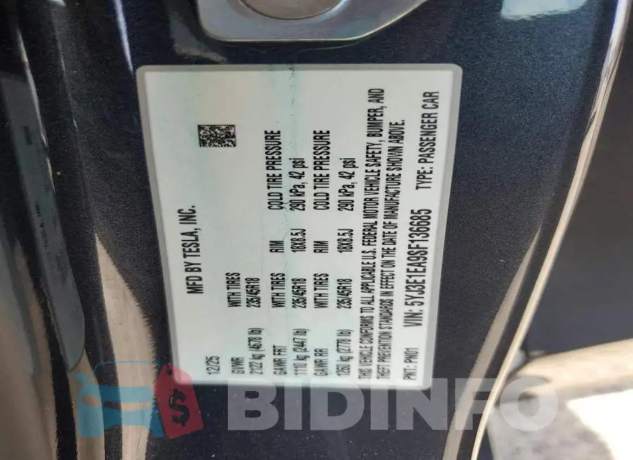 5YJ3E1EA9SF136685 Photo# 12