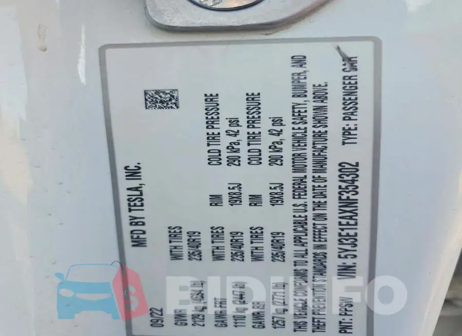 5YJ3E1EAXNF354302 Photo# 12