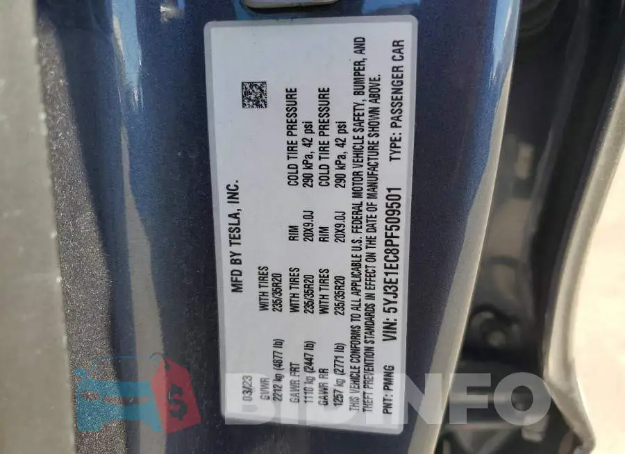 5YJ3E1EC8PF509501 Photo# 12