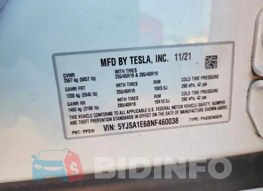 5YJSA1E68NF460038 Photo# 12