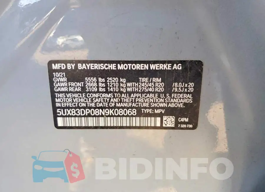 5UX83DP08N9K08068 Photo# 14