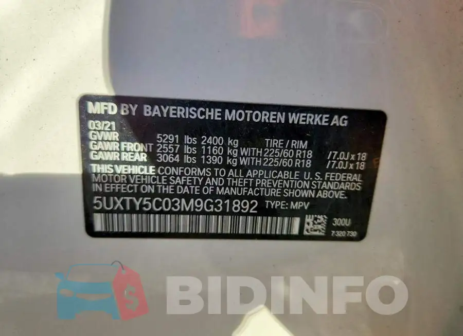 5UXTY5C03M9G31892 Photo# 14