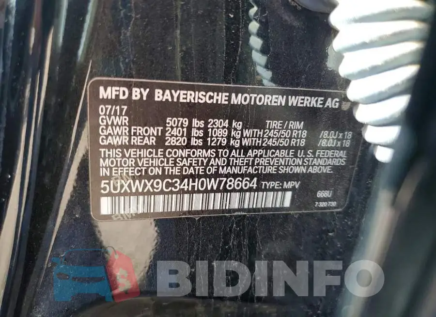 5UXWX9C34H0W78664 Photo# 13