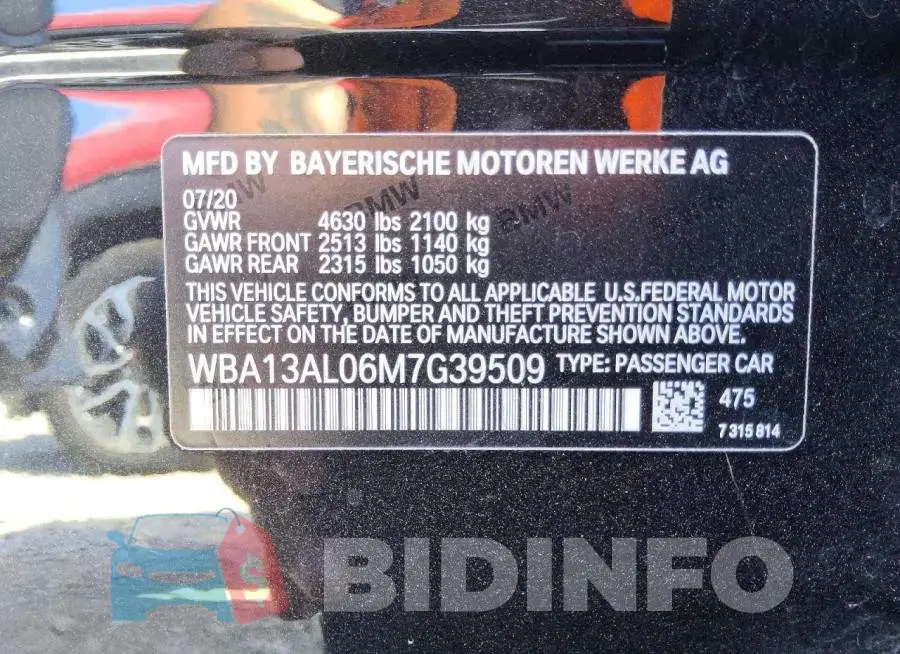 WBA13AL06M7G39509 Photo# 12