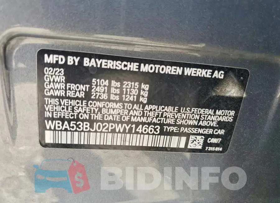 WBA53BJ02PWY14663 Photo# 13