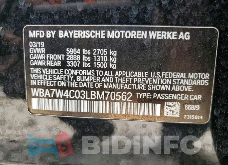 WBA7W4C03LBM70562 Photo# 12