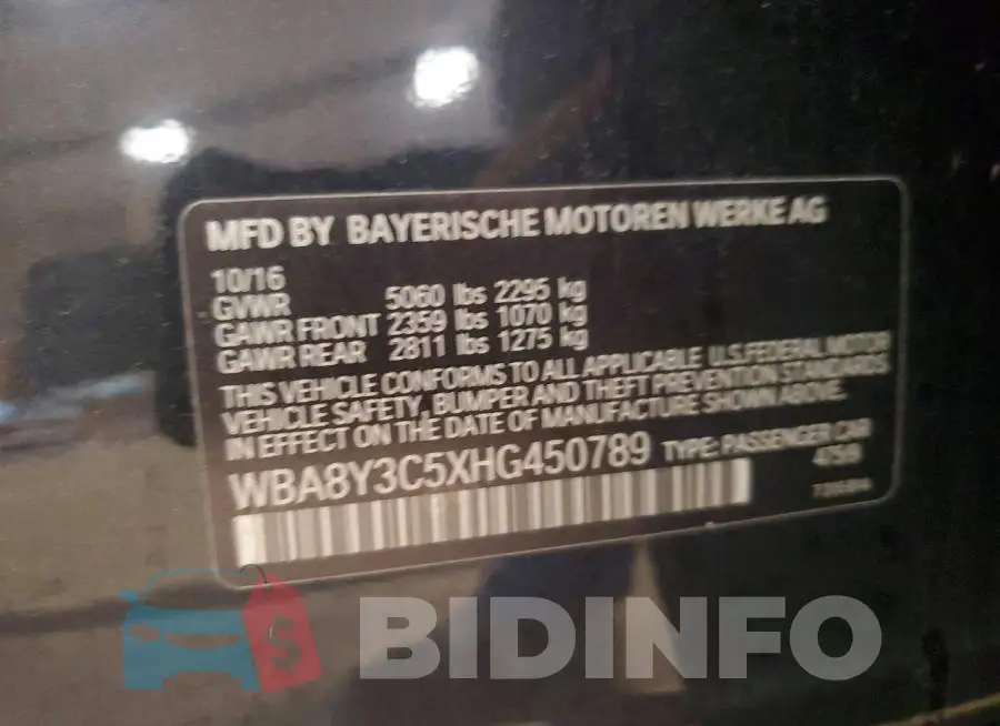 WBA8Y3C5XHG450789 Photo# 12