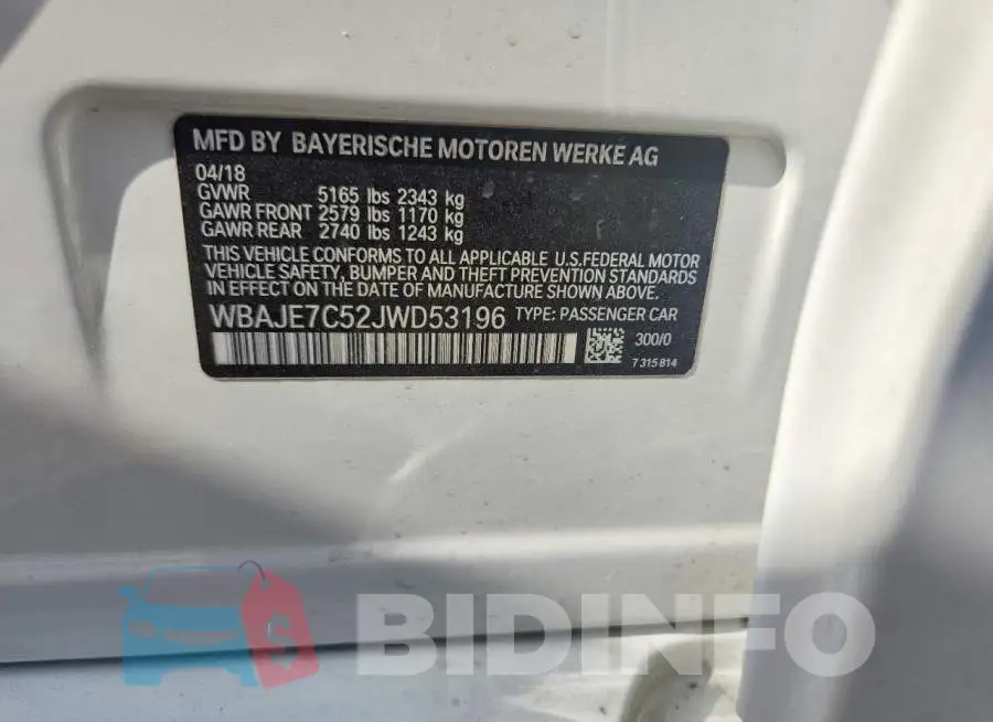 WBAJE7C52JWD53196 Photo# 12