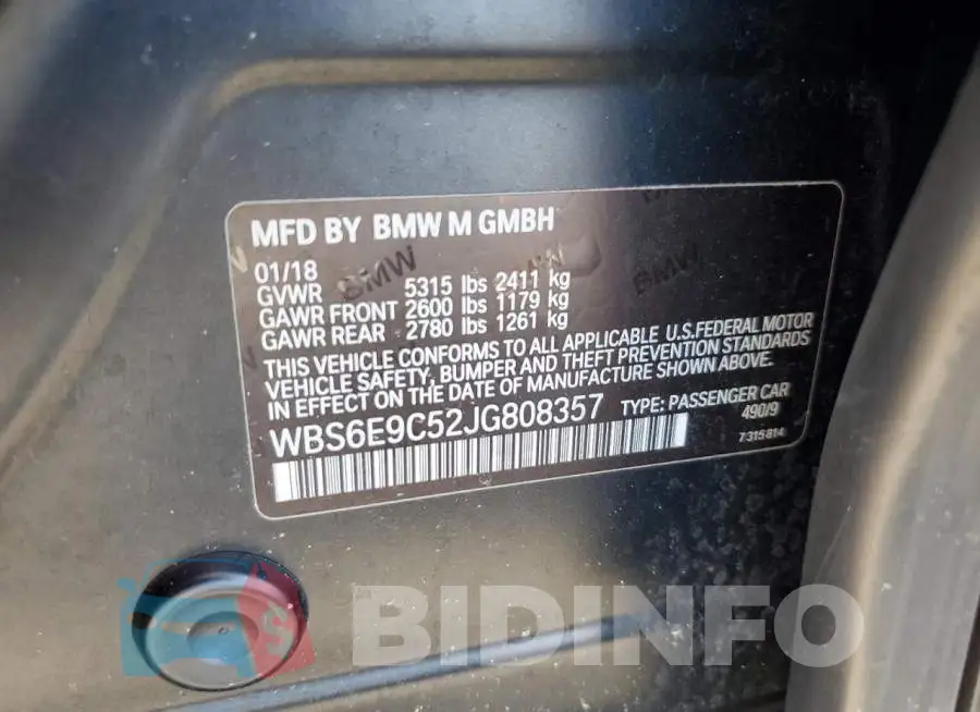 WBS6E9C52JG808357 Photo# 12