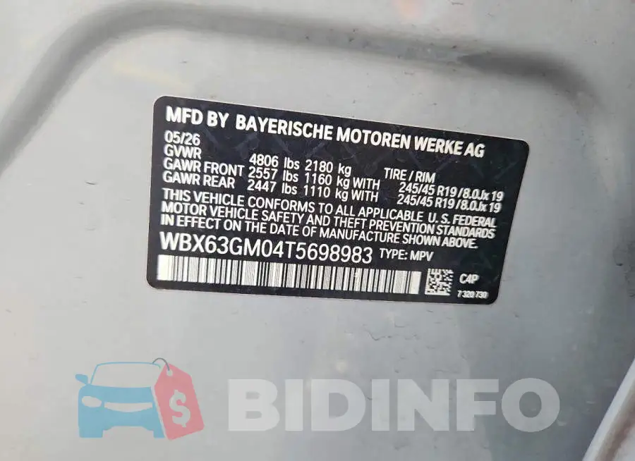 WBX63GM04T5698983 Photo# 12