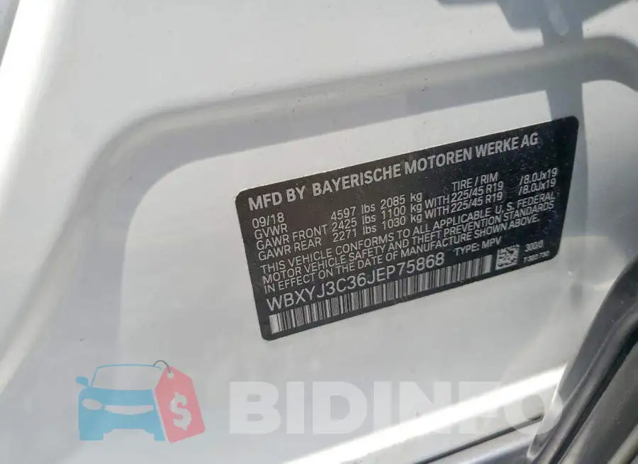 WBXYJ3C36JEP75868 Photo# 13