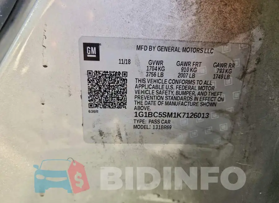 1G1BC5SM1K7126013 Photo# 12