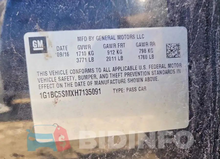 1G1BC5SMXH7135091 Photo# 12