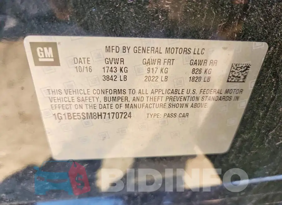 1G1BE5SM8H7170724 Photo# 12
