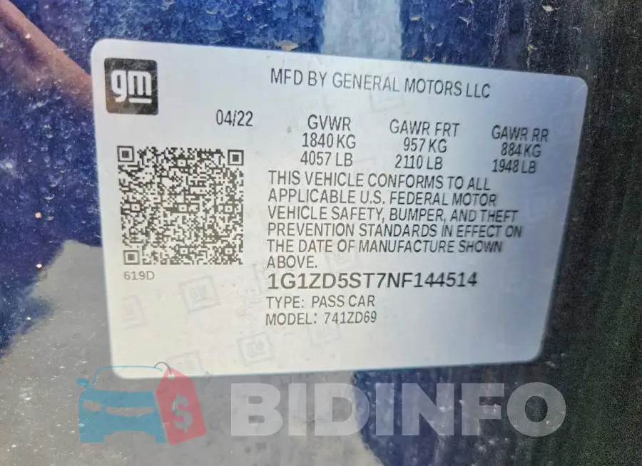 1G1ZD5ST7NF144514 Photo# 12
