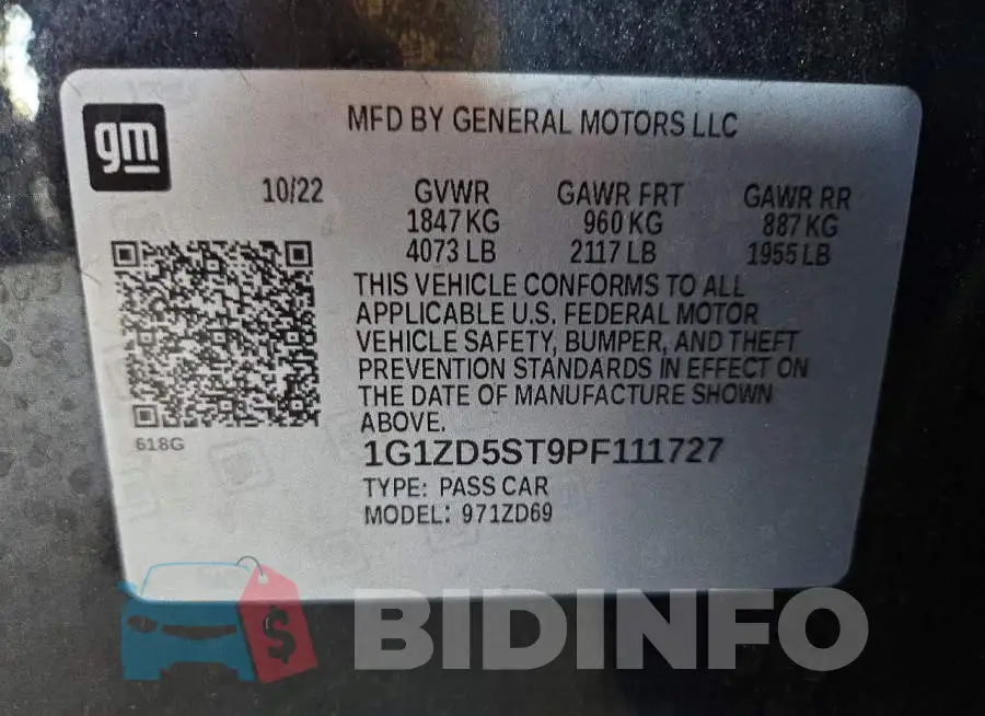 1G1ZD5ST9PF111727 Photo# 12