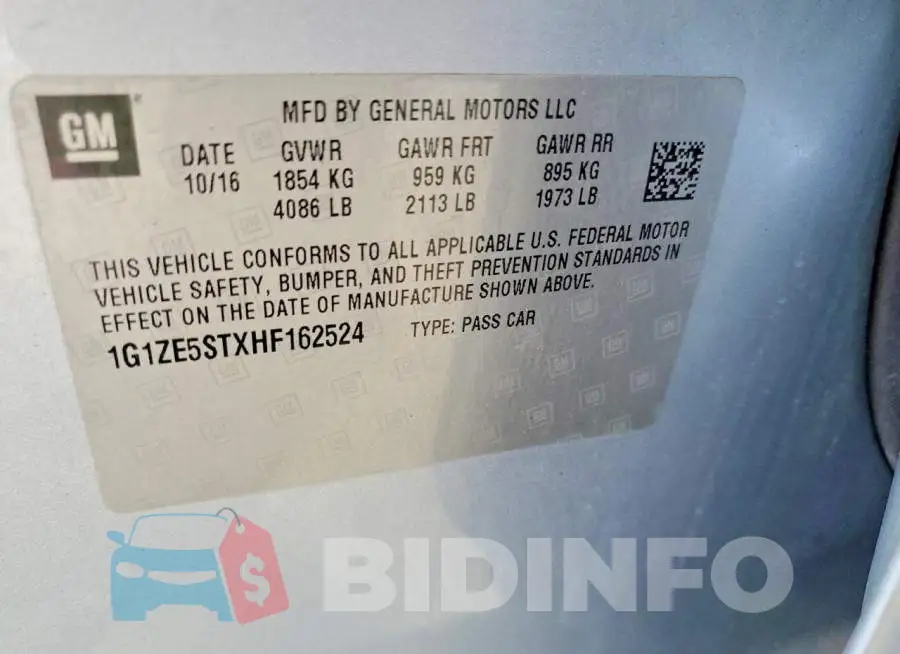 1G1ZE5STXHF162524 Photo# 12
